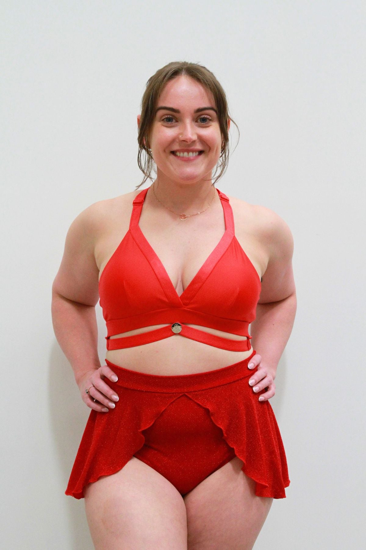 Glitteratti High Waist Skort Red