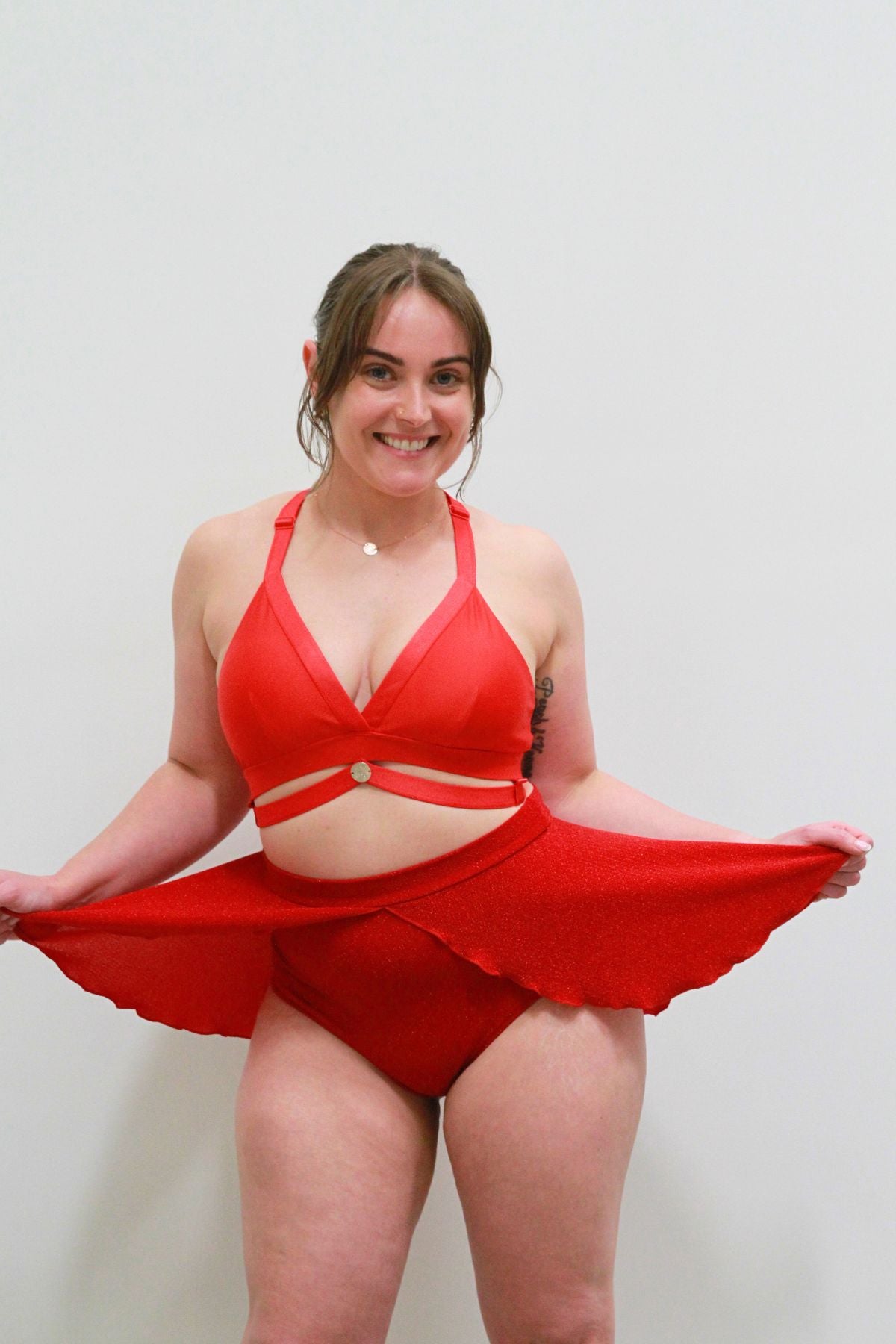 Glitteratti High Waist Skort Red