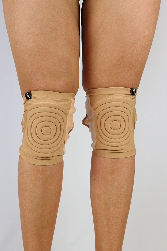 Spandex Vinyl/Mesh Grippy Dance Knee Pads – Beige/Nude – For Pole & Dance