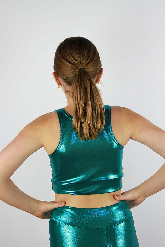 Jade Sparkle Girls Crop Top | Dance & Gymnastics Activewear Rarr Designs
