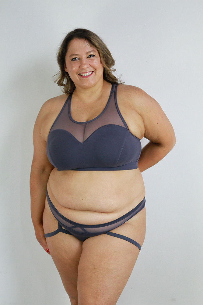 Carmen Low Waist Garter Short – Slate Grey