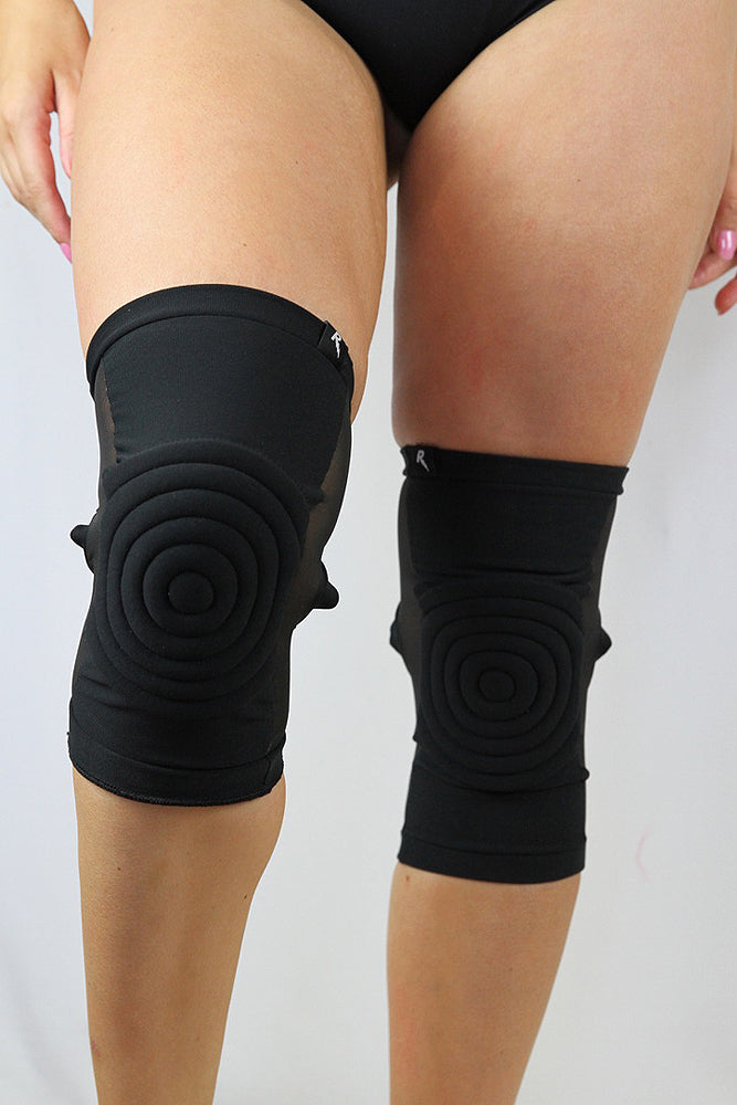 Long Spandex Vinyl/Mesh Dance Knee Pads – Black – For Pole & Dance