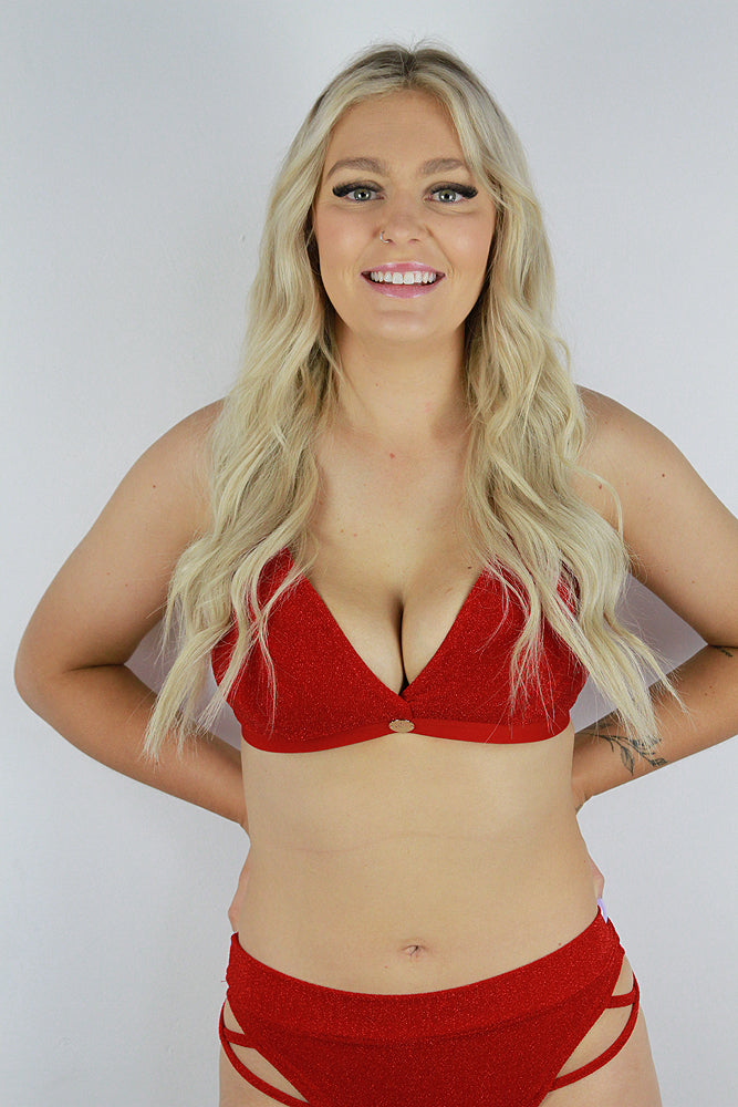 Glitteratti Plunge Bra Red