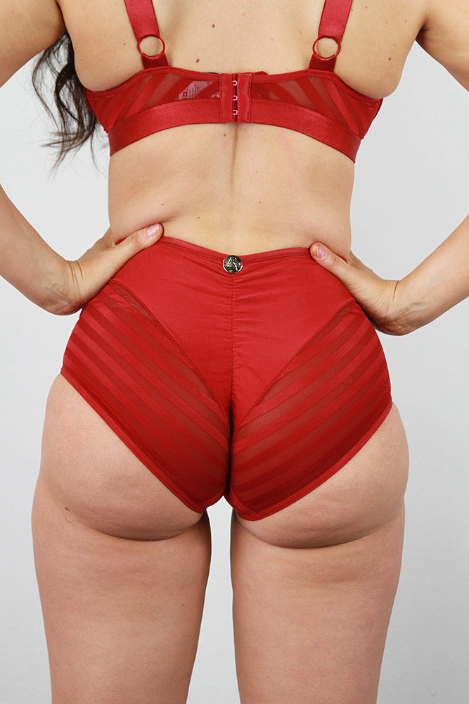 Alexis Mid Waist Booty Short – RED | Pole Wear