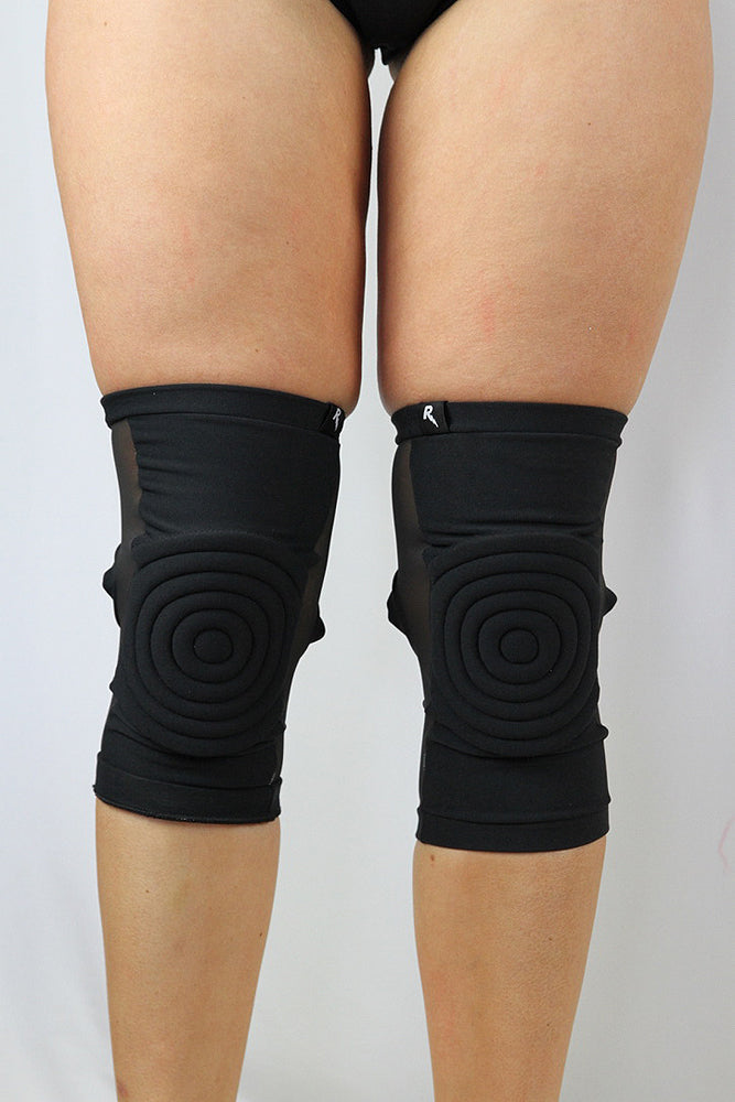 Long Spandex Vinyl/Mesh Dance Knee Pads – Black – For Pole & Dance