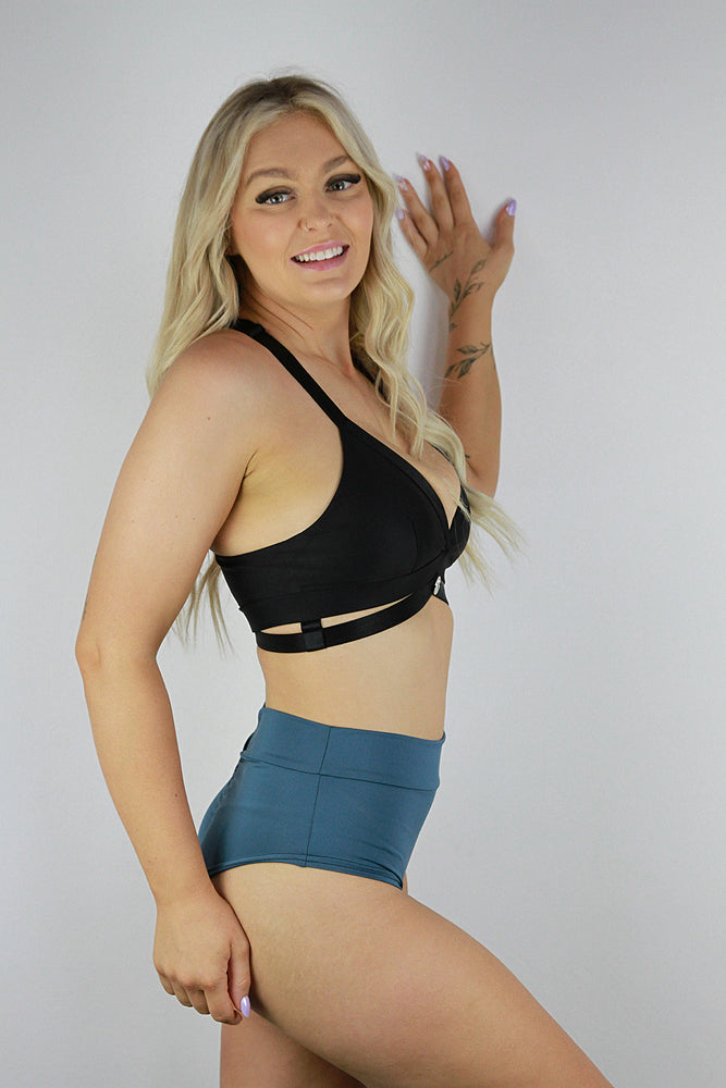 Denim Blue Mid Waisted BRAZIL Scrunch Bum Short