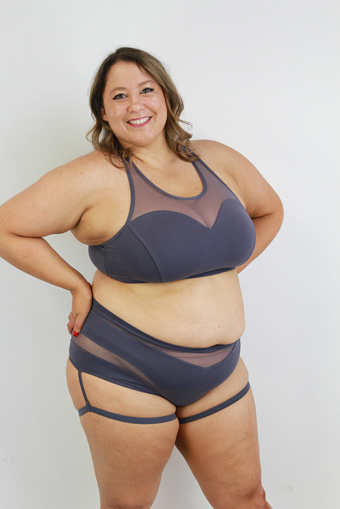 Carmen Super High Waist Garter Short – Slate Grey