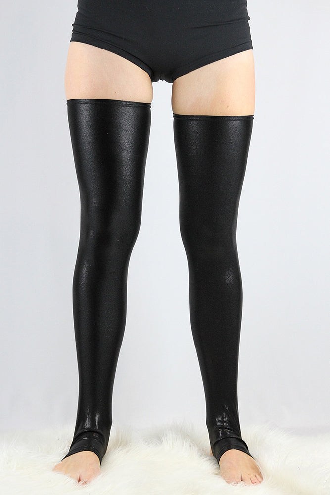 Black Sparkle Extra long Stirr-up Spandex Legwarmers / Knee High Socks – Rarr Designs