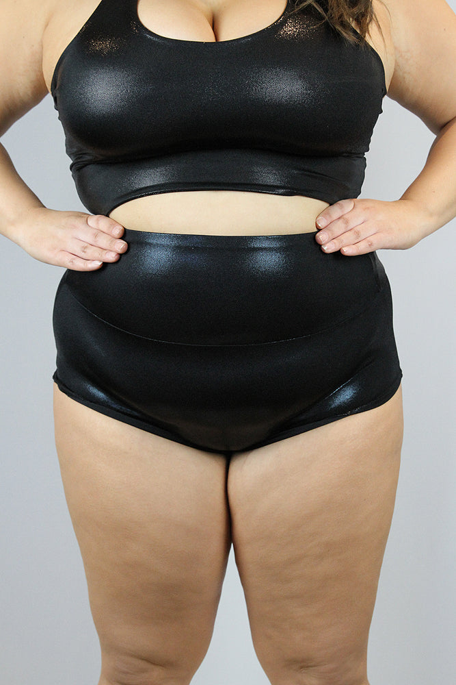 Black Sparkle Plus Size High Waisted Shorts – Rarr Designs