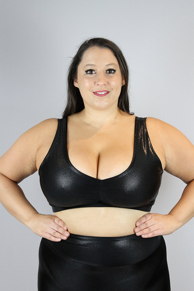 Black Sparkle Sweet Scoop Plus Size Sports Bra – Rarr Designs