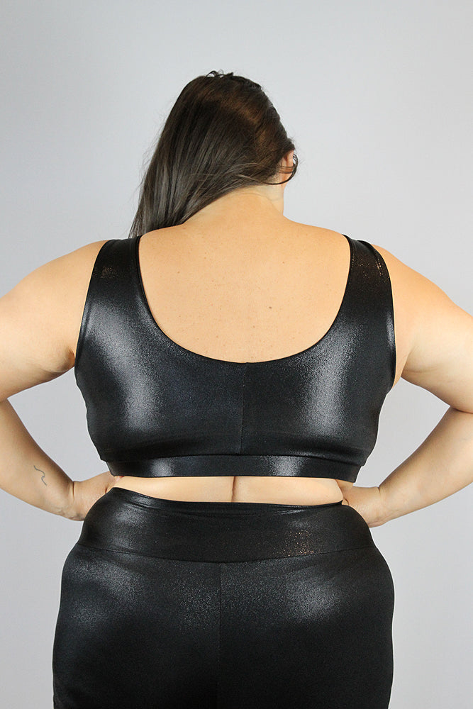 Black Sparkle Sweet Scoop Plus Size Sports Bra – Rarr Designs
