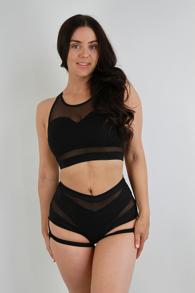 Carmen Mesh Sports Bra – Black