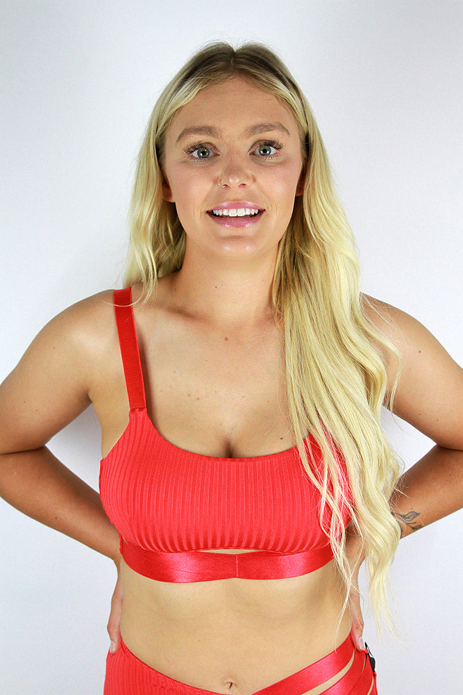 Crystal Strappy Bralette – Garnet Red – Rarr Designs