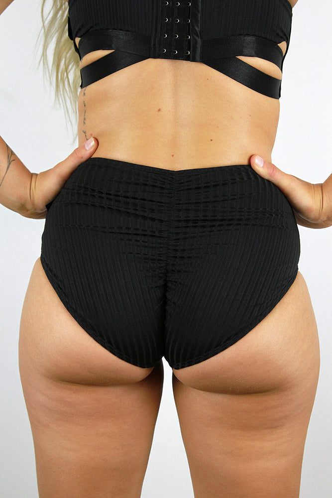 Crystal V Mid Waist Booty Shorts – Black | Pole Wear – Rarr Designs