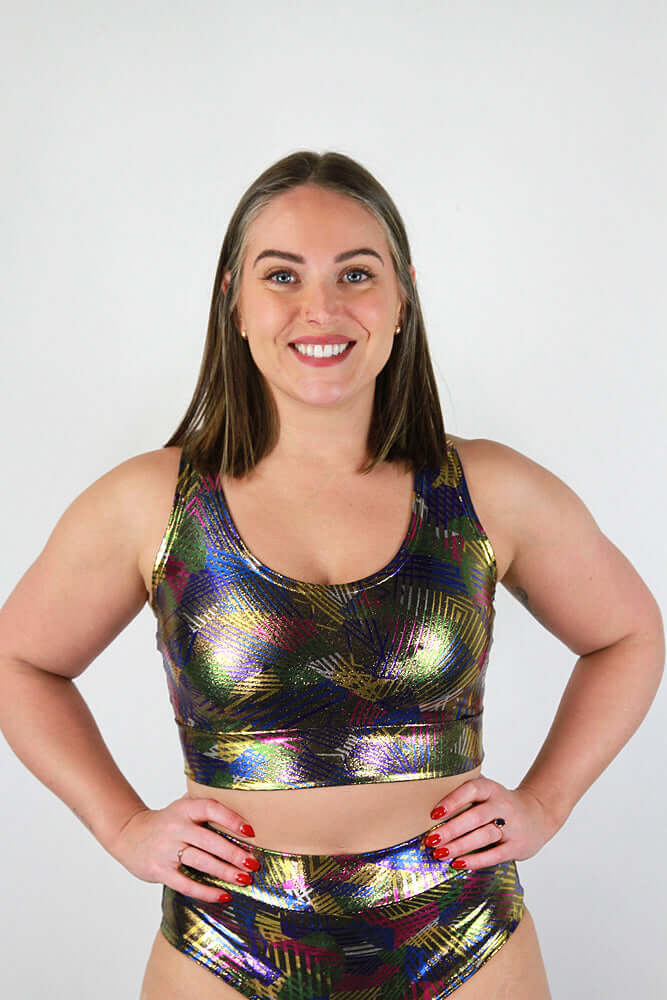 Linear Sports Crop Tank - BLACK