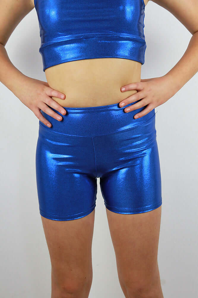 Rarr Designs Blue Sparkle Girls Shorts | kids dance activewear Australia | girls gymnastics wear
