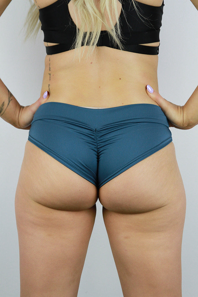 Denim Blue Low Scrunch Bum Booty Shorts