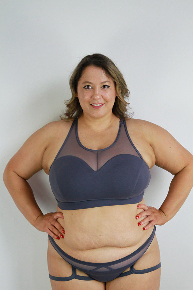 Carmen Mesh Sports Bra – Slate Grey