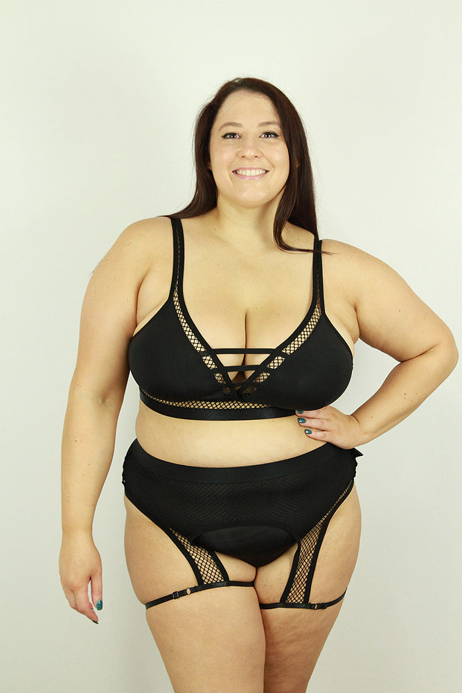 FELIX Mid Waist Open Mesh Garter Short β BLACK | Pole Wear β Rarr Designs