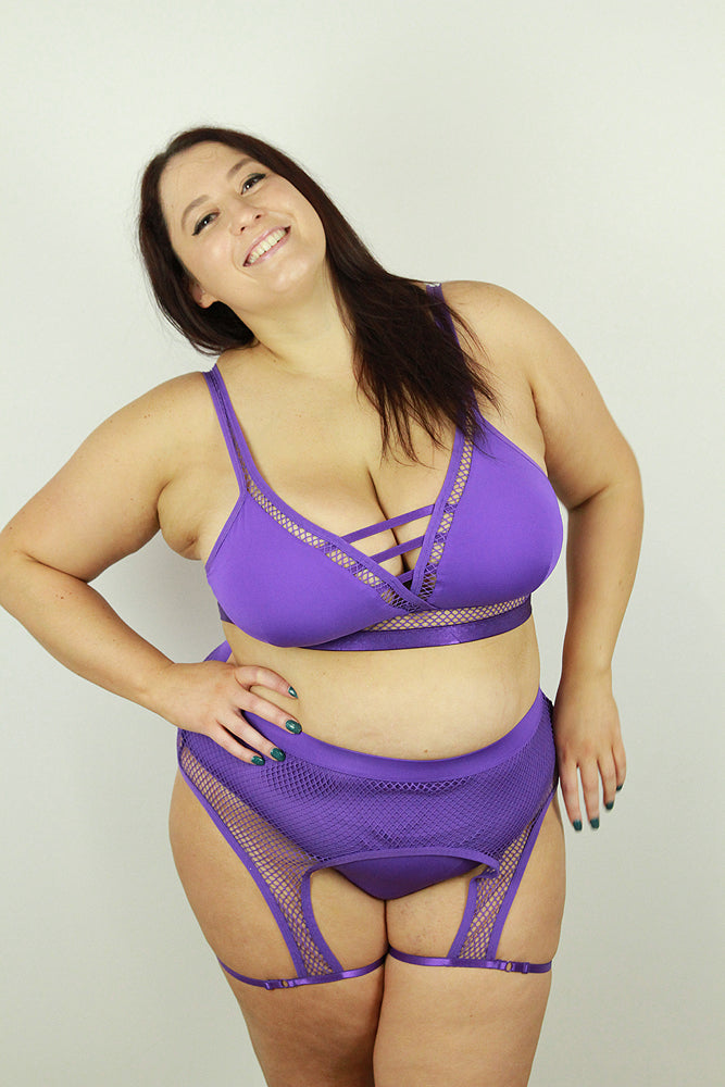FELIX Mid Waist Open Mesh Garter Short – PURPLE | Pole Wear – Rarr Designs