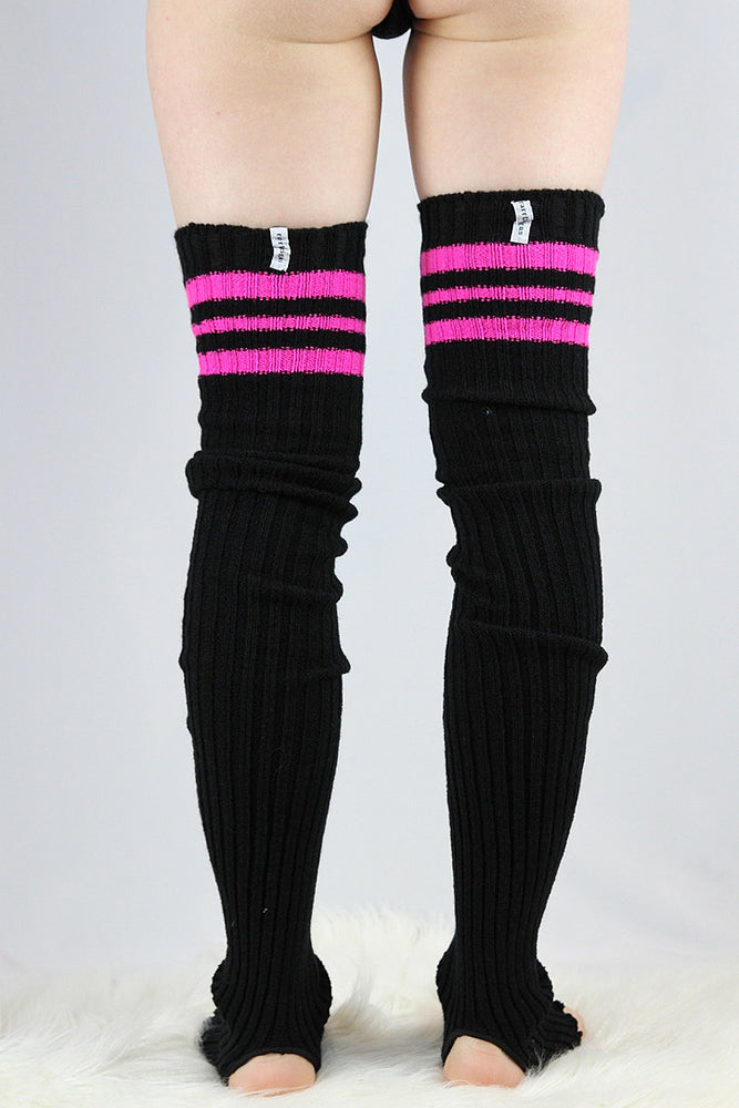 Football Extra long Stirr-up Knit Legwarmers Black/Pink – Rarr Designs