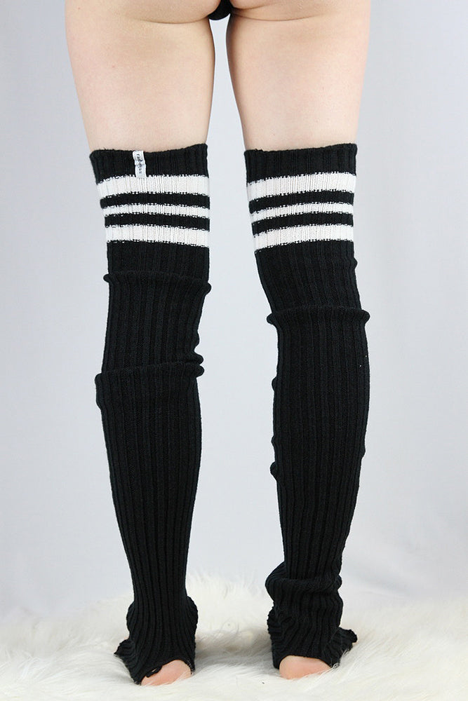 Football Extra long Stirr-up Knit Legwarmers Black/White – Rarr Designs