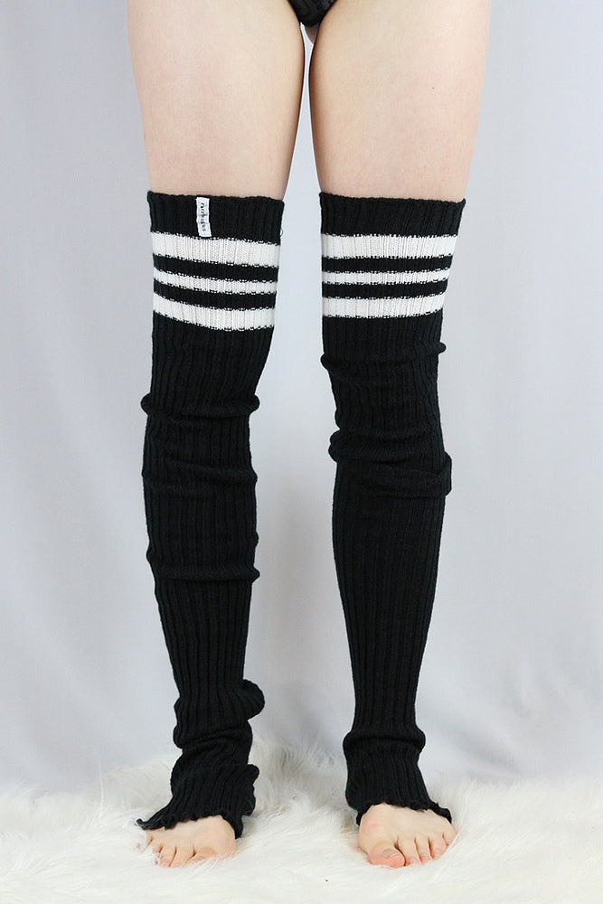 Football Extra long Stirr-up Knit Legwarmers Black/White – Rarr Designs
