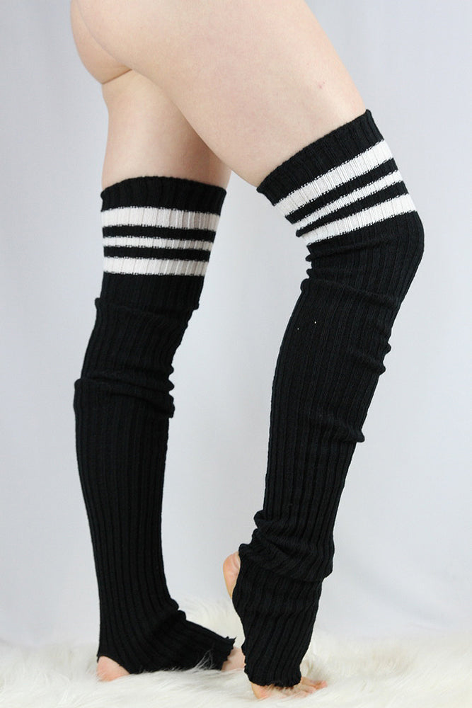 Football Extra long Stirr-up Knit Legwarmers Black/White – Rarr Designs