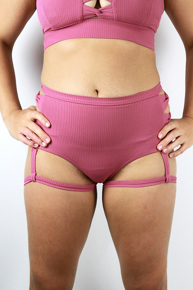 Sasha Mid Waist Garter Short – Dusty Pink – Rarr Designs