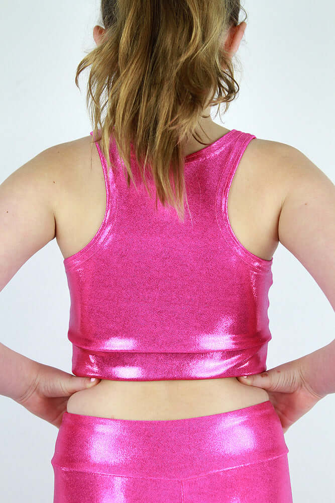 Rarr Designs girls gymnastics crop top in Pink Sparkle | kids dance activewear Australia | girls gymnastics wear