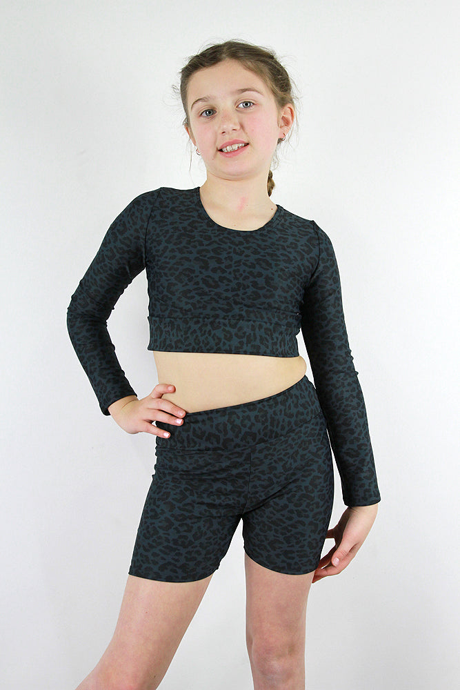 Carbon Animal Girls Long Sleeve Crop Top – Rarr Designs