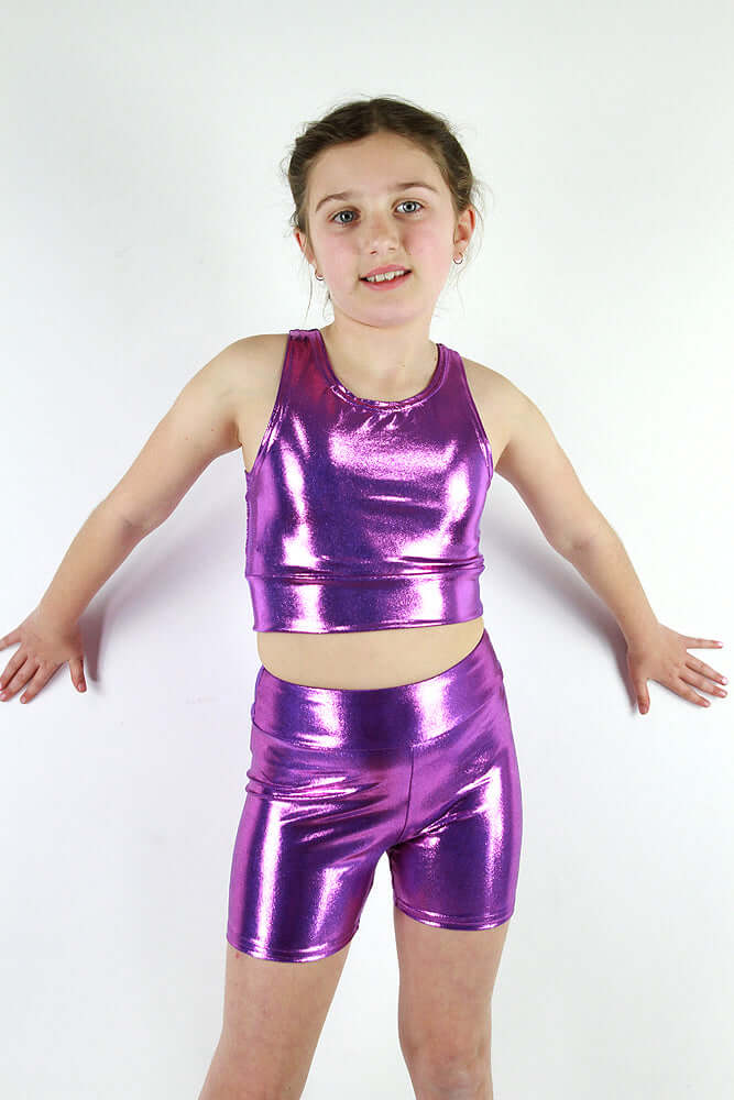 Rarr Designs girls dance shorts in Purple Sparkle | kids dance activewear Australia | girls gymnastics wear