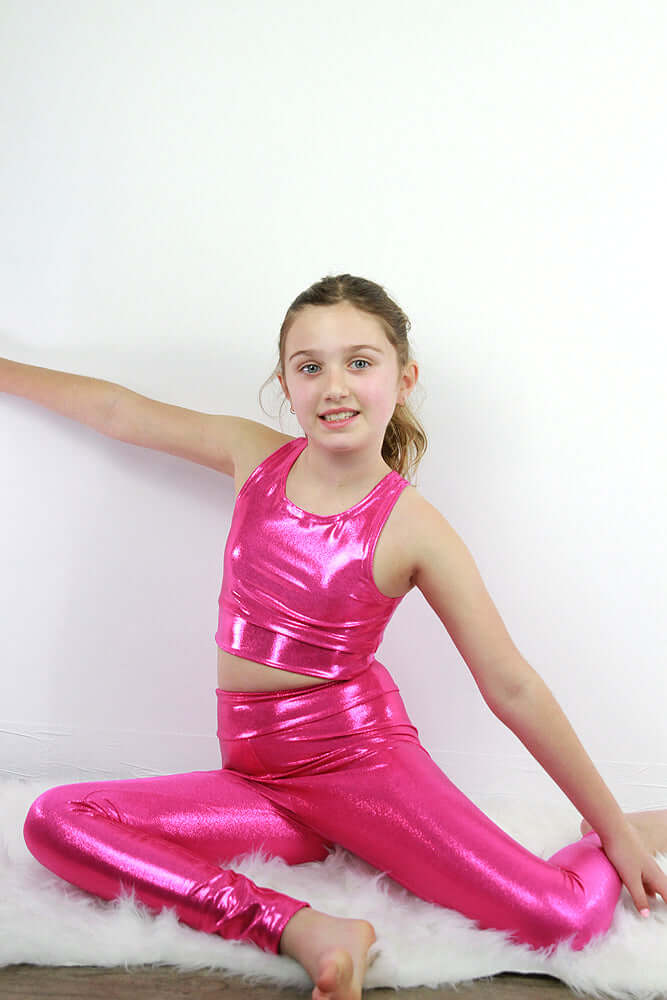 Rarr Designs girls gymnastics tights leggings in Pink Sparkle | kids dance activewear Australia | girls gymnastics wear