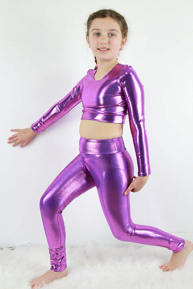 Rarr Designs girls gymnastics tights leggings in Purple Sparkle | kids dance activewear Australia | girls gymnastics wear
