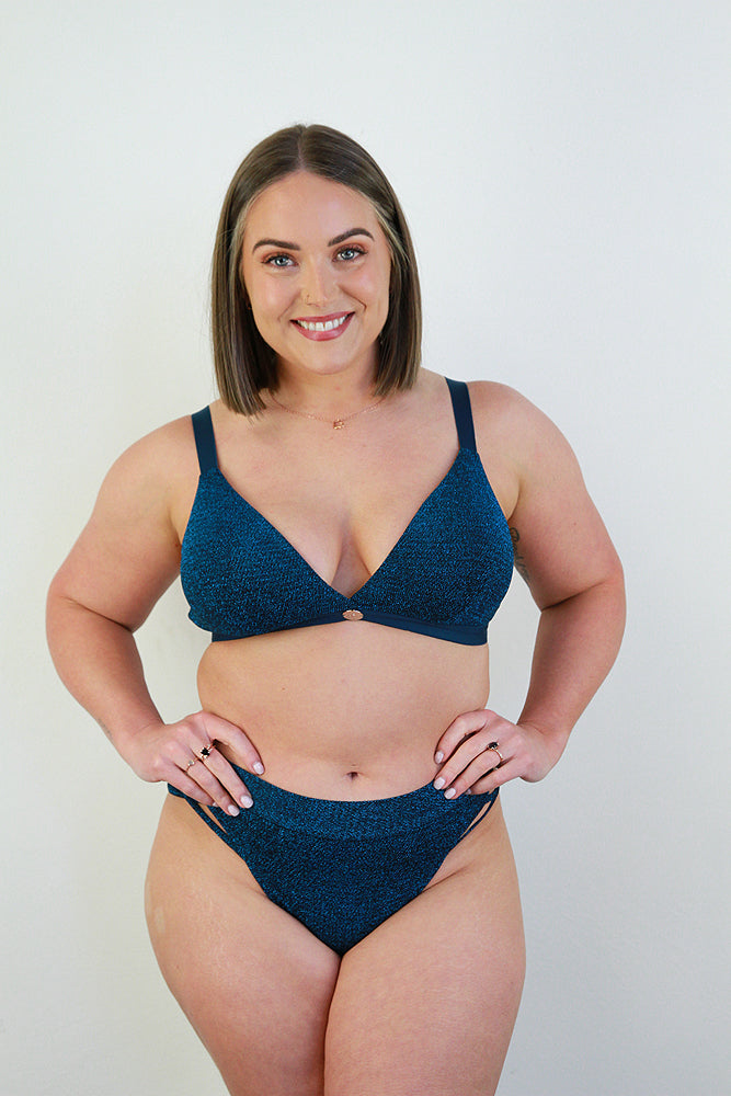 Glitteratti Plunge Bra Teal