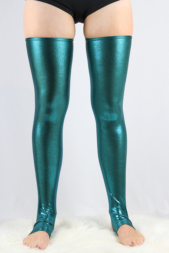 Jade Sparkle Extra long Stirr-up Spandex Legwarmers / Knee High Socks – Rarr Designs