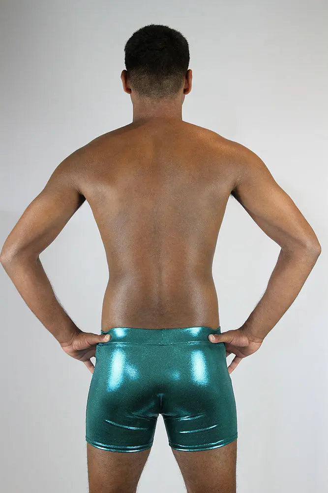 Rarr Designs men's pole shorts in Jade Sparkle | men's polewear Australia | men's pole dance clothing