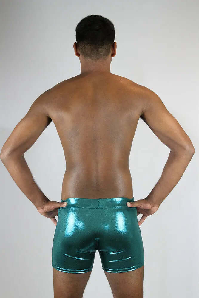 Rarr Designs men's pole shorts in Jade Sparkle | men's polewear Australia | men's pole dance clothing