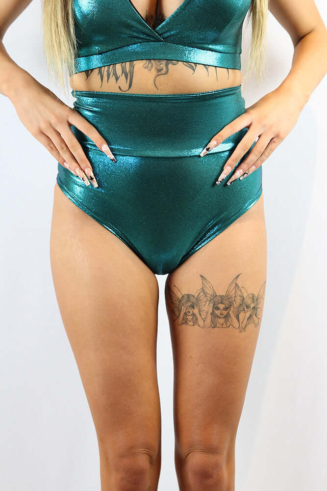 Rarr Designs pole shorts in Jade Sparkle | pole dance shorts Australia | Australian made pole wear