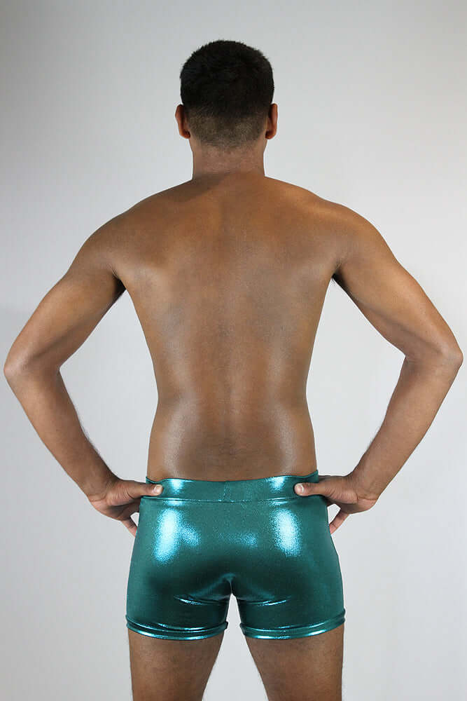 Rarr Designs men's pole trunk in Jade Sparkle | men's polewear Australia | men's pole dance clothing