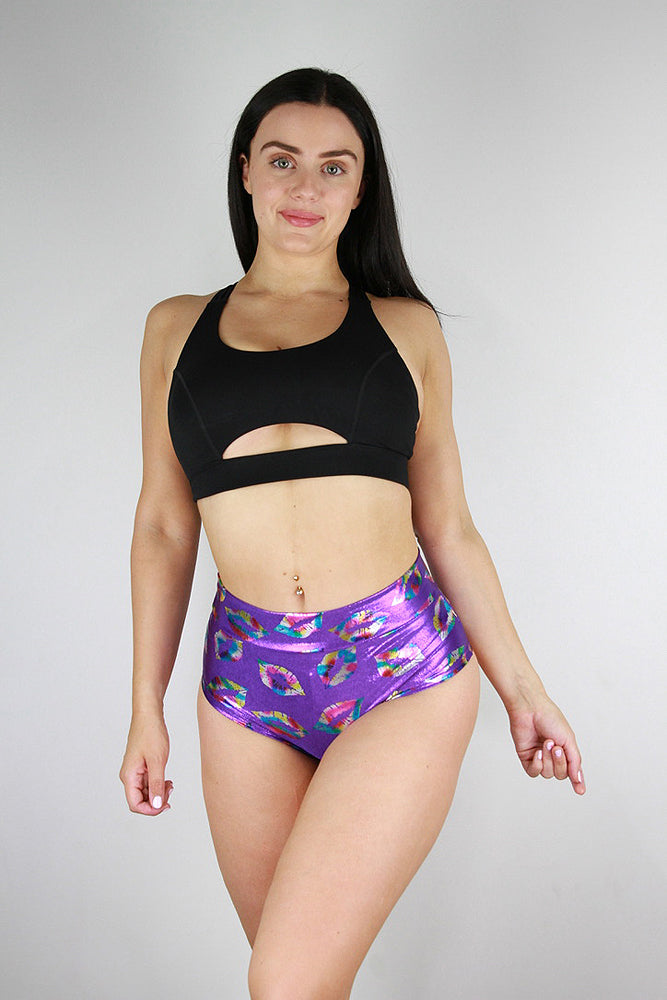Kisses Mid Waisted BRAZIL Scrunch Bum Short PURPLE