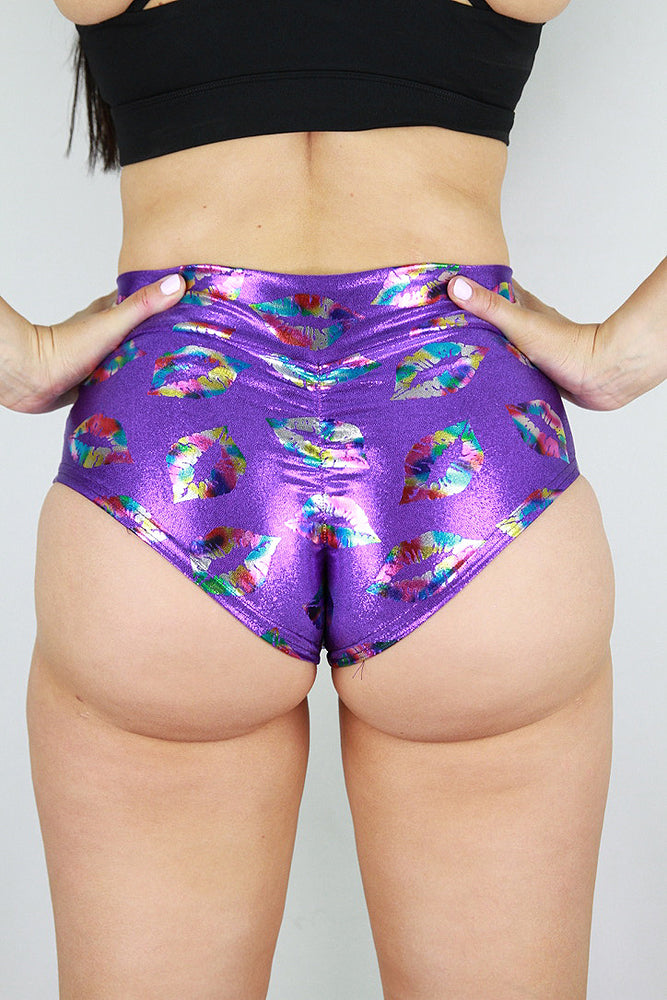 Kisses Mid Waisted BRAZIL Scrunch Bum Short PURPLE