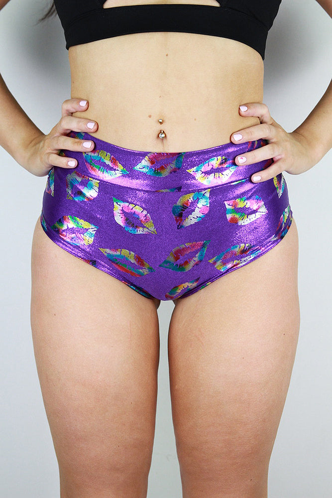 Kisses Mid Waisted BRAZIL Scrunch Bum Short PURPLE
