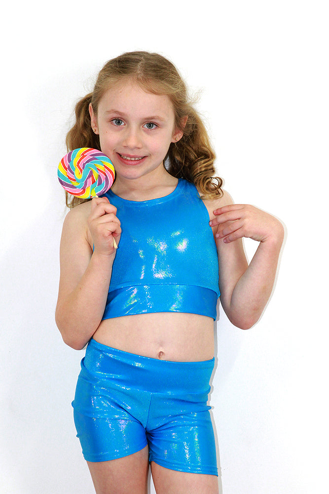 Aqua Blue Sparkle Girls Crop Top – Rarr Designs