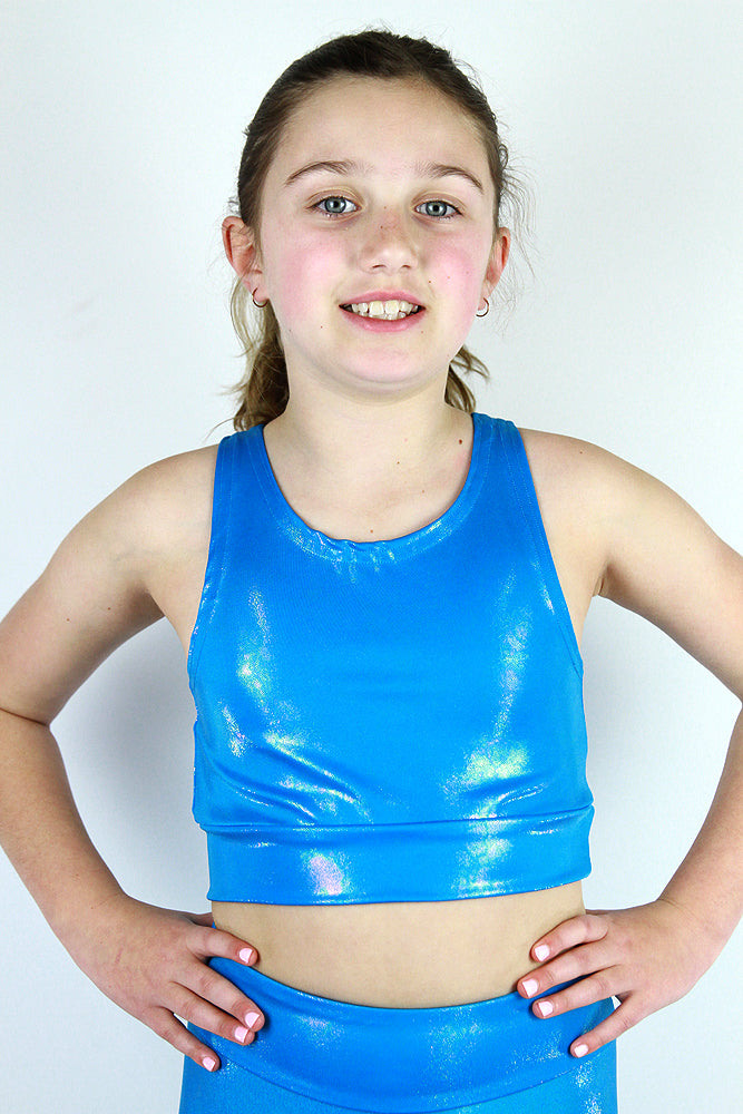 Aqua Blue Sparkle Girls Crop Top – Rarr Designs