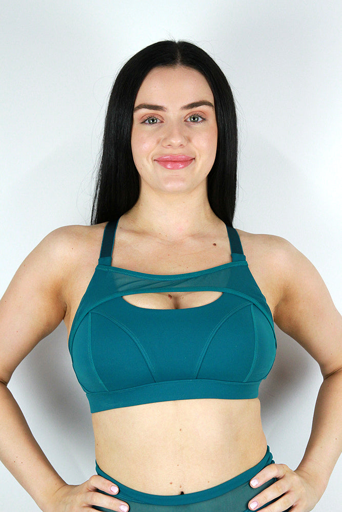 Maddox Mesh Sports Bra – EMERALD GREEN – Rarr Designs