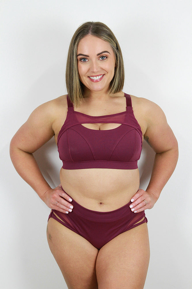 Maddox Mesh Sports Bra – PLUM – Rarr Designs