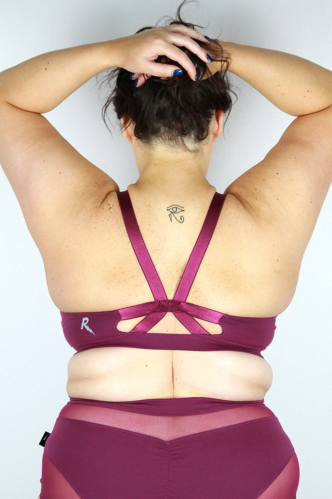 Maddox Mesh Sports Bra – PLUM – Rarr Designs