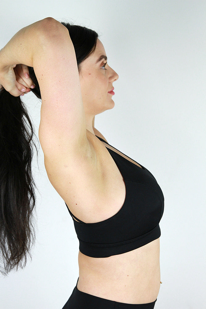 Matte Black Trinity Strappy Sports Bra – Rarr Designs