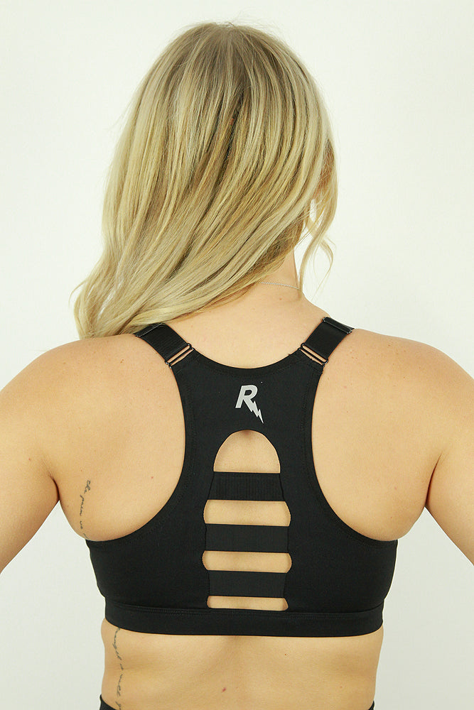 Matte Black Zip High Impact Sports Bra – Rarr Designs